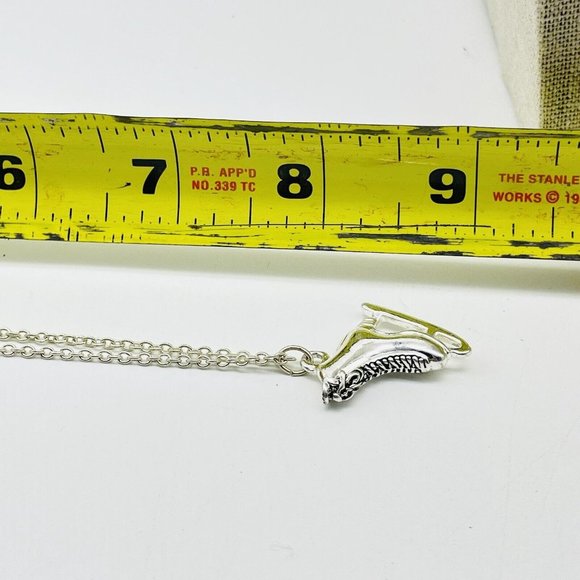 Ice Skating Charm Necklace Silver Tone Skater Winter Olympics Sports Racing - Picture 7 of 7